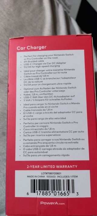 Cargador coche Nintendo switch 