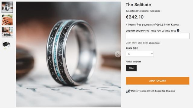 Anillo de meteorito y turquesa (talla 19)