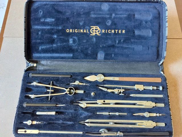CAJA RICHTER PRECISION DE COMPASES DIBUJO TÉCNICO.