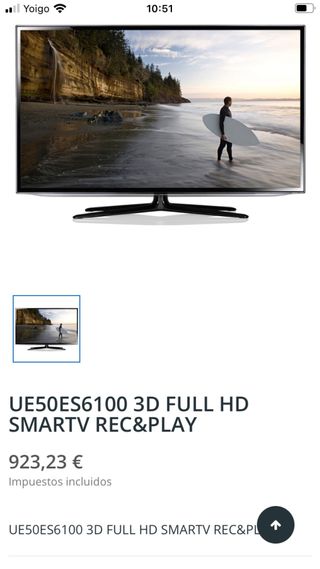 Tv Samsung UE50ES6100 Smartv 3D Full HD
