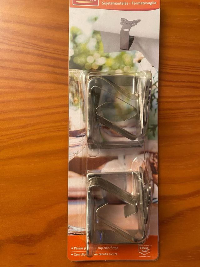 4 SUJETAMANTELES NUEVO ACERO INOX MESA JARDIN