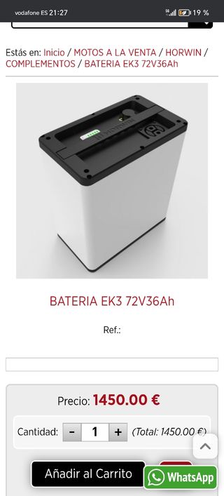 Batería horwin ek3