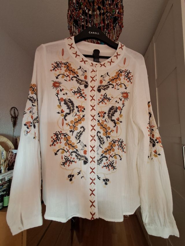 Camisa mujer algodón bordada