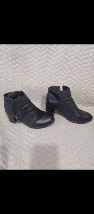 Botines mujer,botas negras de tacón gordo