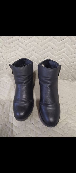 Botines mujer,botas negras de tacón gordo