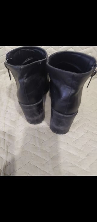 Botines mujer,botas negras de tacón gordo