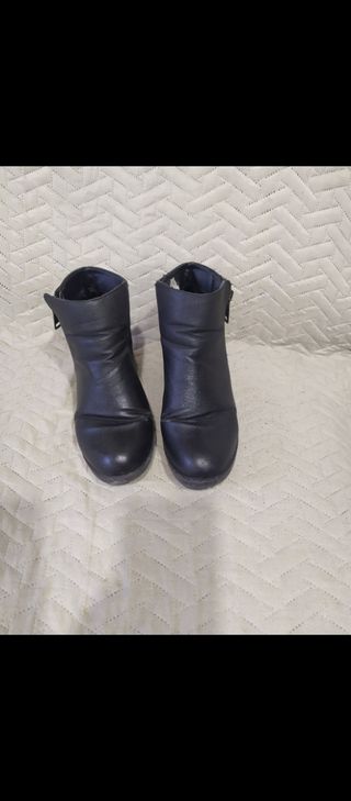 Botines mujer,botas negras de tacón gordo