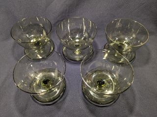 5x Coppe Gelato Vintage in Cristallo Verde Fumè