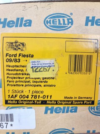 Optica faro izquierdo FORD FIESTA MKII (hella)