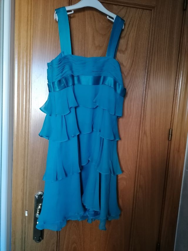 Vestido fiesta azul turquesa