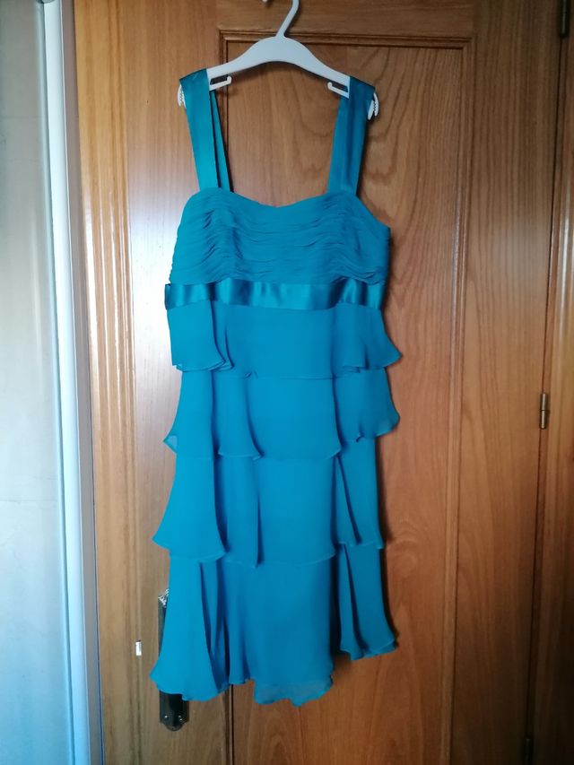 Vestido fiesta azul turquesa