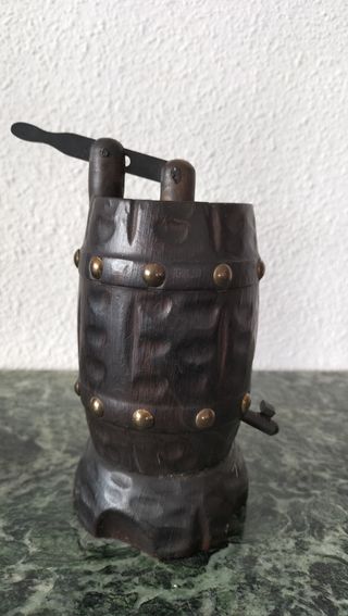 Cigarrera y cuenco vintage madera