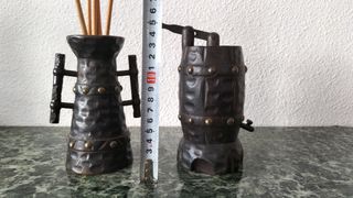 Cigarrera y cuenco vintage madera