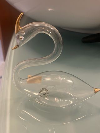 Cigno in vetro soffiato e oro 24k