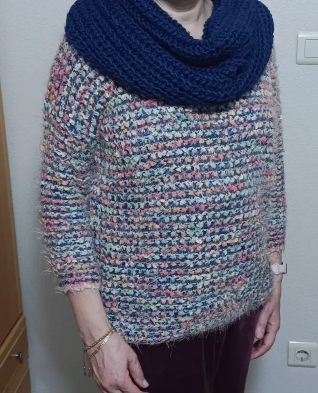 Jersey amoroso en lana anudad de colores