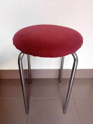 Taburete de Acero Inoxidable, Tela, 4 Patas