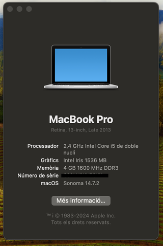 MacBookPro Retina 13" 500GB SDD 4GB 2013 Renovado