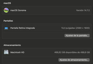MacBookPro Retina 13" 500GB SDD 4GB 2013 Renovado