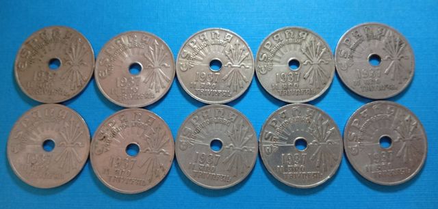 Lotto 10 monete 25 centesimi 1937