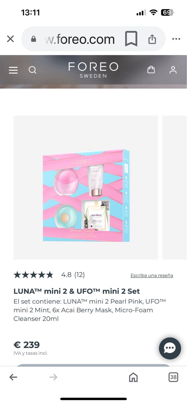 SET FOREO UFO MINI 2 NUEVO REGALO MASCARILLAS