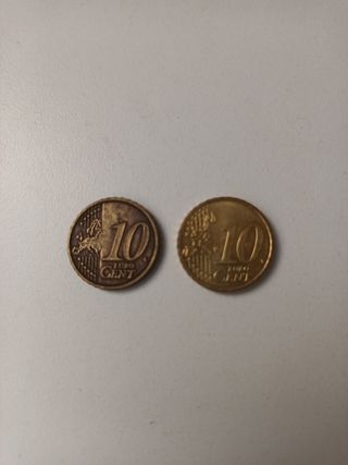 2 monedas de 10 céntimos euro.