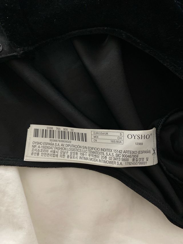 Body Oysho terciopelo negro