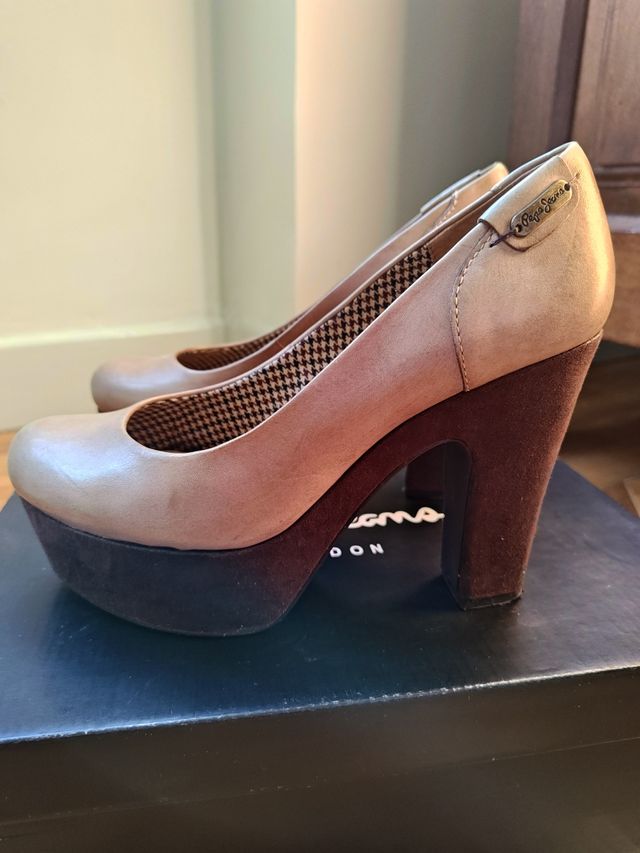 Zapatos Pepe Jeans piel ante plataforma