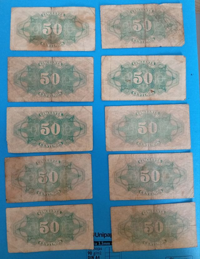 Lotto 10 banconote 50 centesimi 1937