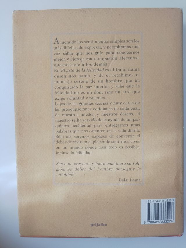 Libro "El arte de la Felicidad", Dalai Lama