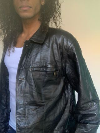 Cazadora piel negra XXL
