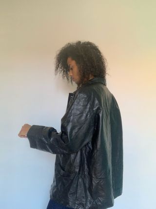 Cazadora piel negra XXL