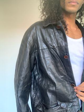 Cazadora piel negra XXL