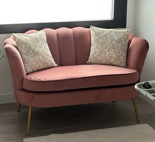 Sofá vintage rosa velvet 2 plazas NUEVO