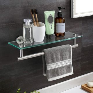 Estante Baño Cristal Templado con Toallero
