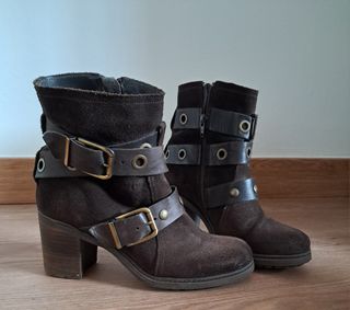 Botines ante/piel marrones 