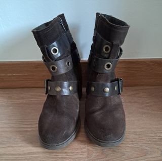 Botines ante/piel marrones 