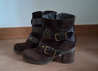 Botines ante/piel marrones 