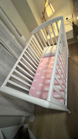 Cuna bebe madera blanca 