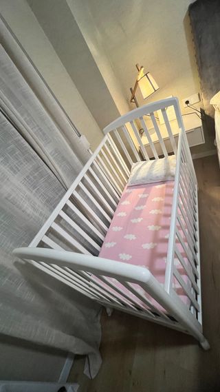 Cuna bebe madera blanca 