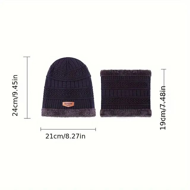 Conjunto de gorro y bufanda de punto unisex
