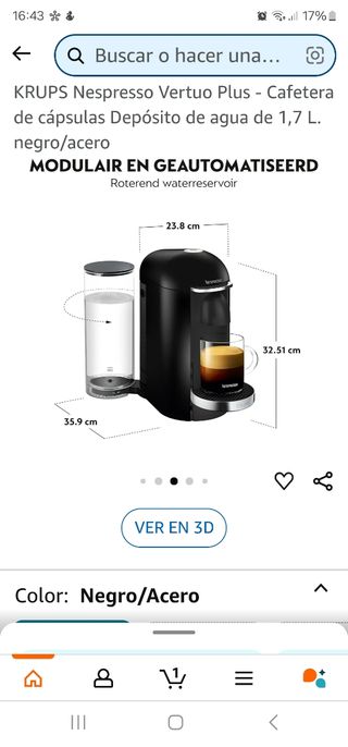 Cafetera Nespresso vertuo plus