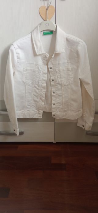 Giubbino jeans Benetton bianco XL