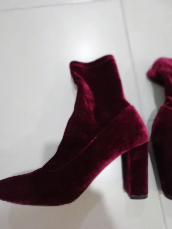 botines terciopelo burdeos talla 38