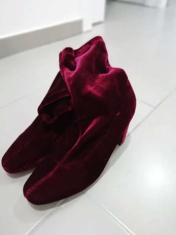 botines terciopelo burdeos talla 38