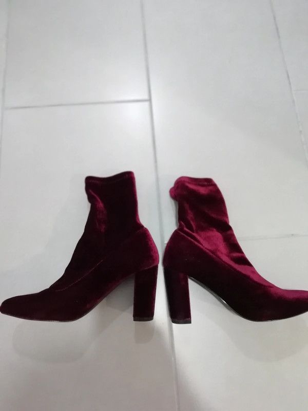 botines terciopelo burdeos talla 38