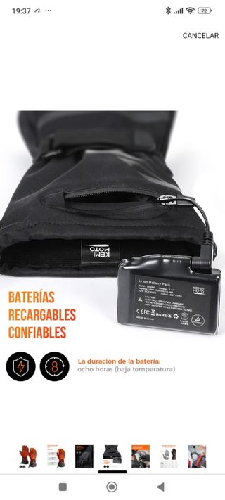 Guantes calefactables moto