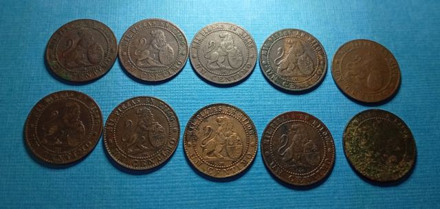 Lotto 10 monete da 1 centesimo 1870