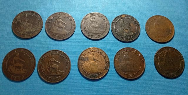 Lotto 10 monete da 1 centesimo 1870