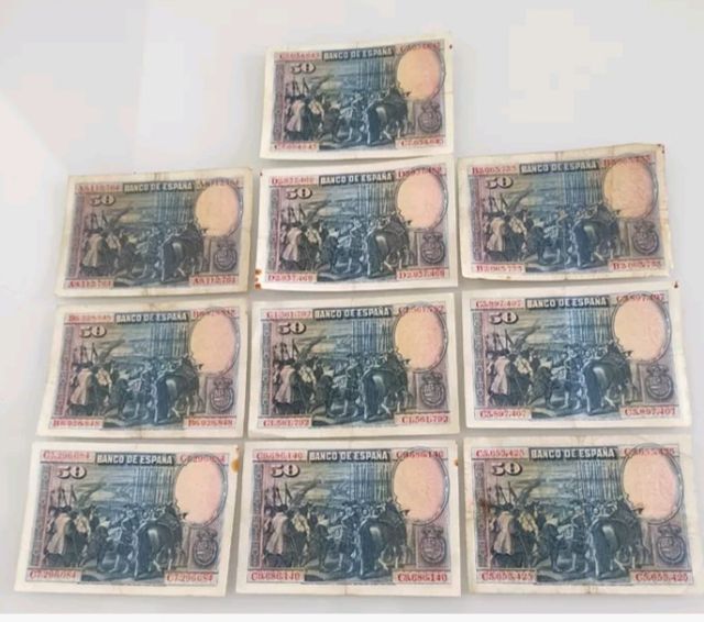Lotto di 10 banconote da 50 pesetas 1928