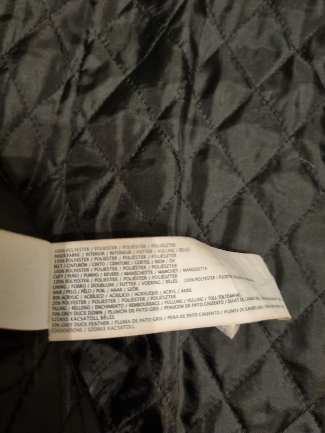 Abrigo negro plumas Mango talla M